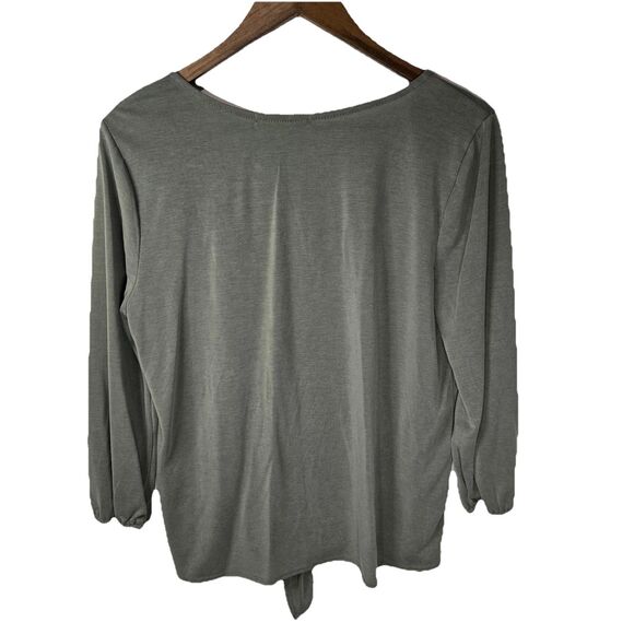 Green Envelope Green V Neck Tie Front Blouse Large - Picture 5 of 5